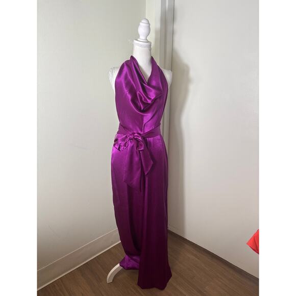 Aidan by Aidan Mattox Fushia Backless Jumpsuit Sz 6 - Picture 1 of 4